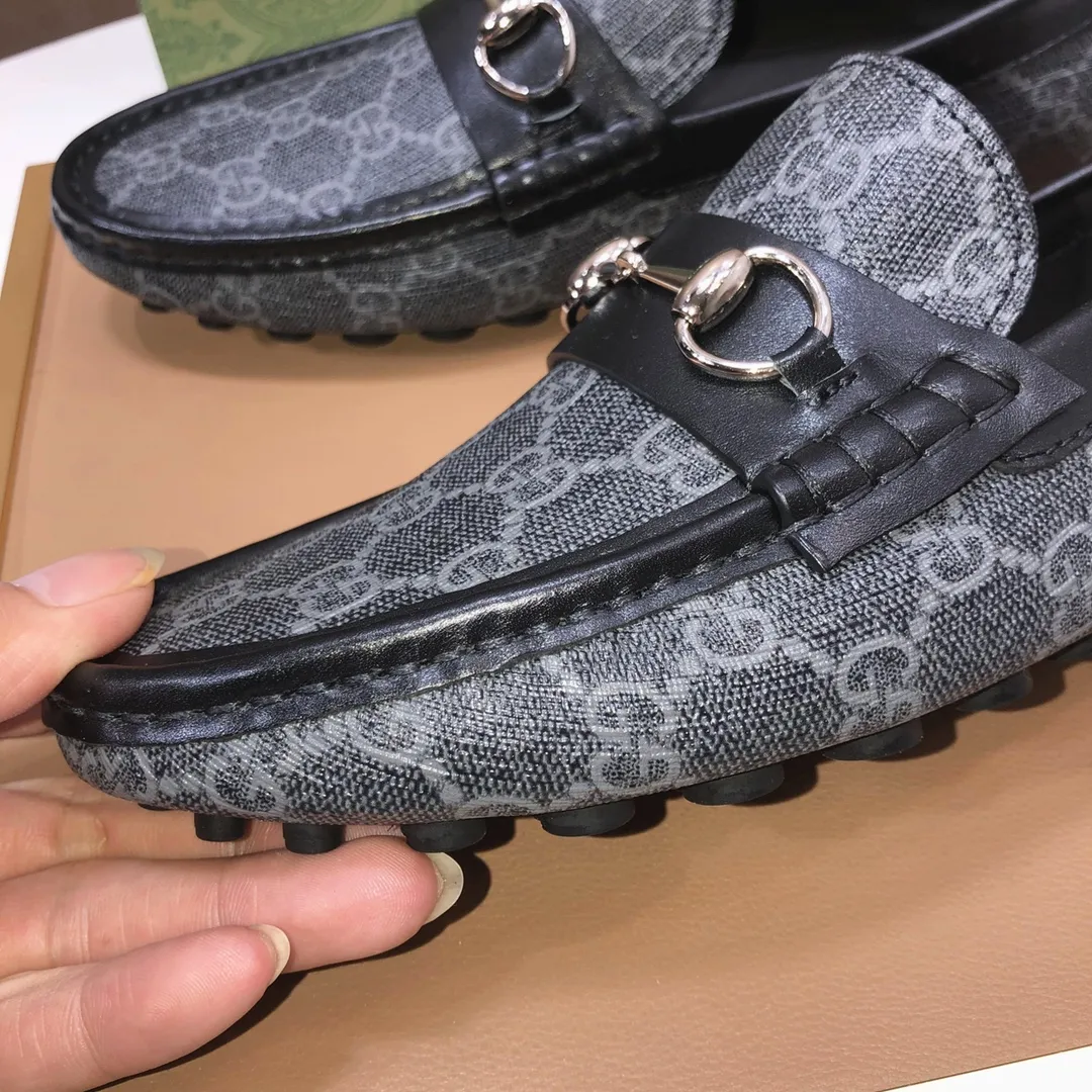 Men's Men's Shoes💰420💰[Gucci GUCCI] (High-end Niuli) New 🍀Gucci*-Gucci Peas Shoes! Made of imported original cowhide, the inner top layer is comfortable cowhide lining! Original wear-resistant rubber outsole! High quality products! Code number 38-44!